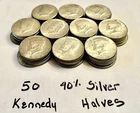 Lot of 50…  40% silver Kennedy Half Dollars,       FREE SHIPPING