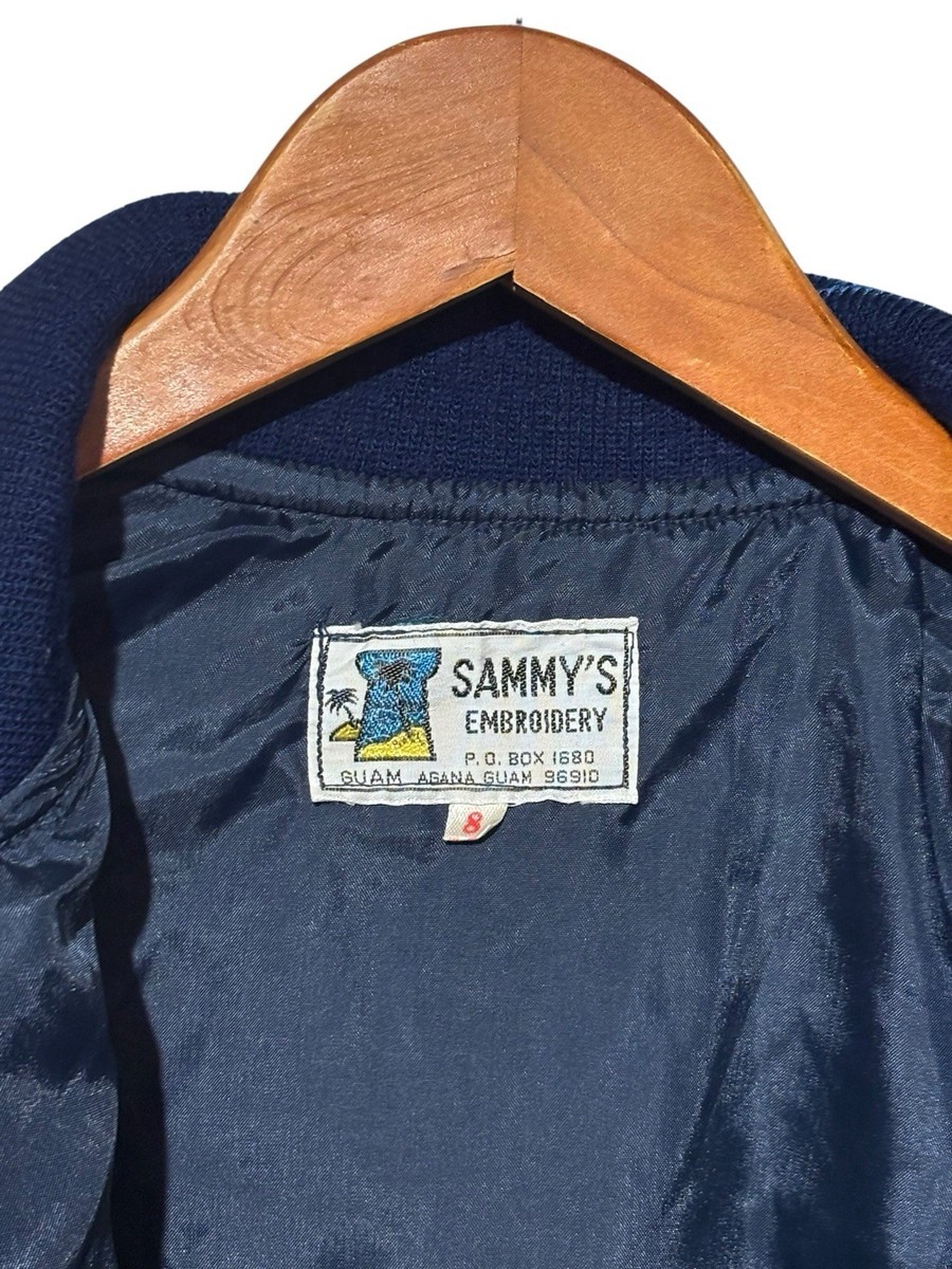 Vintage Boys Blue Satin Embroidered Guam Island Full Zip Jacket | eBay