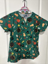 Thanksgiving Scrub Top Holiday. Size S