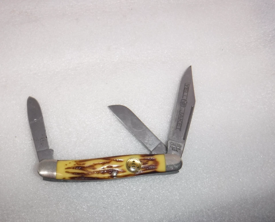 NAVAJA DE BOLSILLO VINTAGE CAMILLUS AMARILLA CHAQUETA 3 HOJAS HECHA EN EE. UU. L@@K Foto 2 de 4