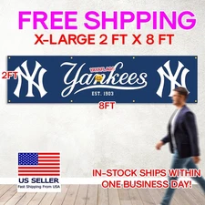 New York Yankees 2x8 ft Flag Banner Man Cave Wall Decor Banner FREE Shipping