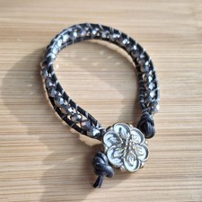 Leather Wrap Bracelet With Faceted Beads Boho Western Handmade