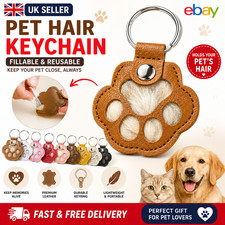 DOG FUR STORAGE KEYCHAIN, CUTE LEATHER PAW KEYCHAIN PET HAIR KEEPSAKE KEYRING