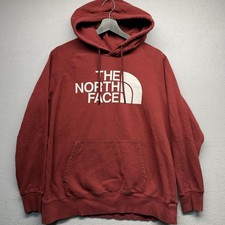 The North Face Hoodie Womens Large Red Logo Pullover Fleece Kangaroo Pocket