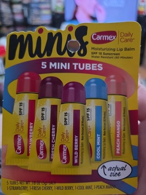 CARMEX Daily Care Moisturizing Lip Balm 5 Mini Tubes 5 Flavors SPF 15 NEW!