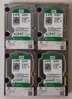 Lot of (4) WDC WD40EZRX-00SPEB0 4TB 3.5" HDD 5400RPM SATA 6Gb/s WD Green