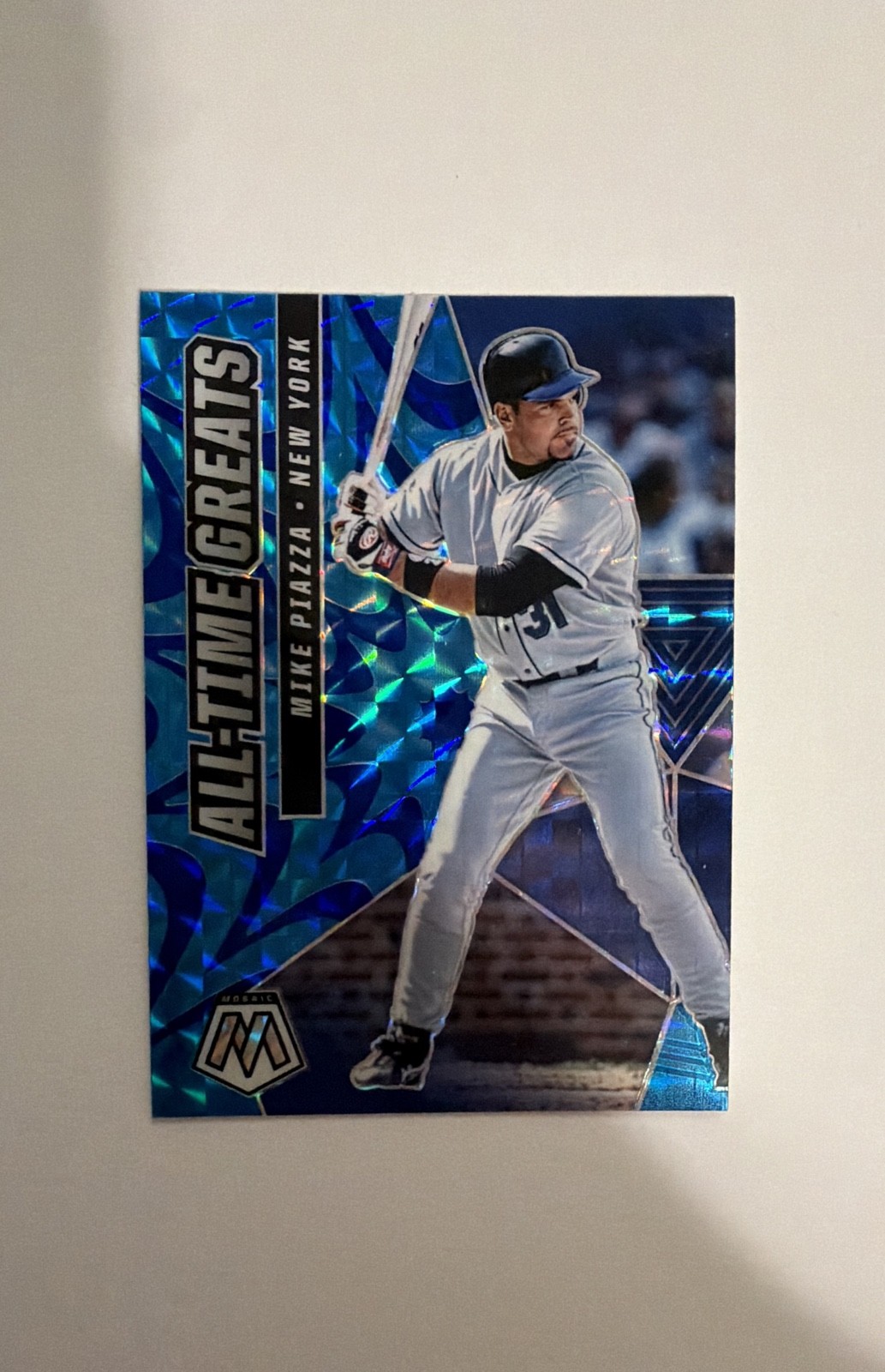 2021 Panini Mosai- All-Time Greats Mike Piazza #ATG4 Reactive Blue Mosaic Prizm