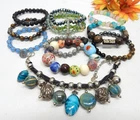 Stone, Glass, Crystal & Ceramic Bead Bracelet Lot, Fashion Jewelry Lot