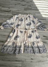Ana & Rose Natural Navy Midi Dress 2X Plus Size 3/4 Sleeves Button Down