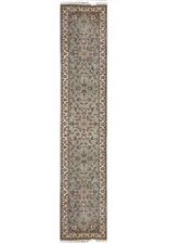 3x14 Long Runner Wool and Silk Light GREEN #F-6726