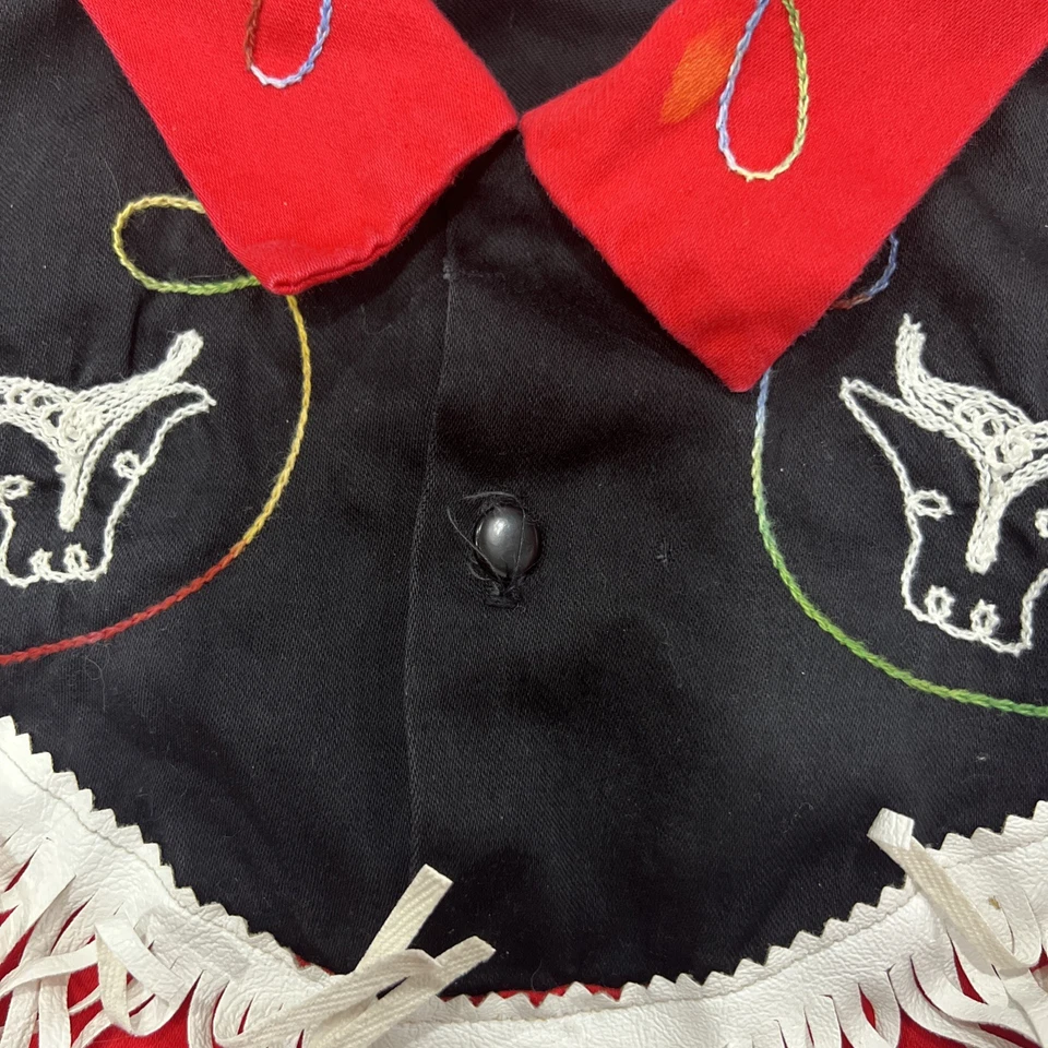 Roupa de cowboy ocidental vintage Walls of Texas masculina com franja bordada tamanho 6/7 - Imagem 3 de 4