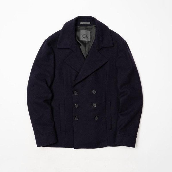 Men Calvin Klein Coat Navy Wool 38 / M / 46