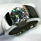 2Ct Round Cut Lab-Created Diamond Men's Engagement Ring 14K White Gold Finish