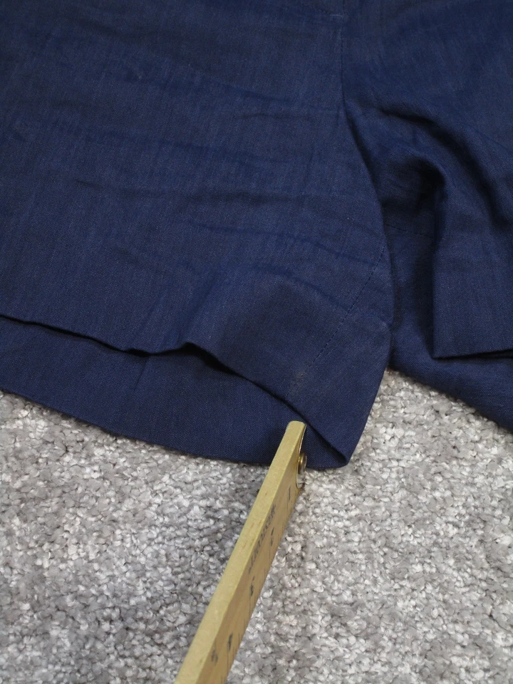 Theory 短裤女式 4 海军蓝亚麻混纺 * — 第 3/4 张图片