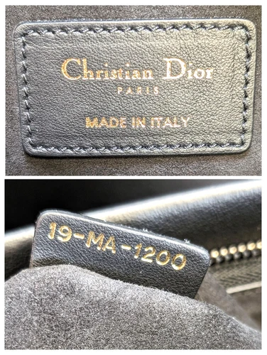 Christian Dior pochette Stripe Pouch en cuir noir