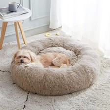 Calming Dog Bed  Cat Bed Anti-Anxiety Donut Cuddler Warming Cozy Soft Round ...