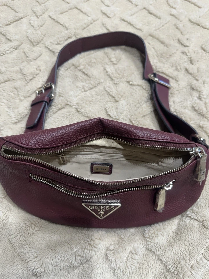 GUESS Fanny Pack Dark Plum Adjustable Strap - Image 4 of 4