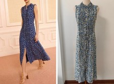 Women Ulla Johnson Round Neck Floral A-line Flare Midi Dress
