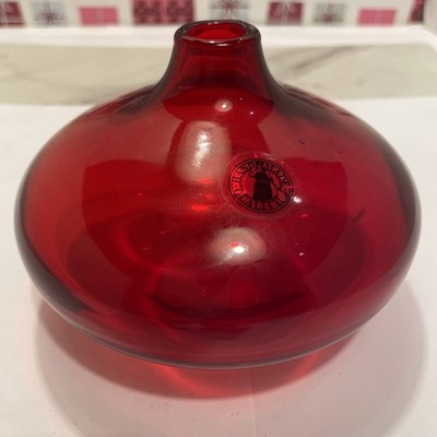VTG Ikea Salong Cranberry Red Art Glass Bud Vase by Johanna Jelinek . 3.75 