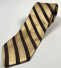 Brooks Brothers Irregular Mens Tie 100% Italian Silk Gold Striped Made in USA
