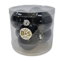 B&S Weihnachtskugeln Christbaumschmuck | Schwarz Glanz | 6 StüCk | Ø 8 Cm | Glas