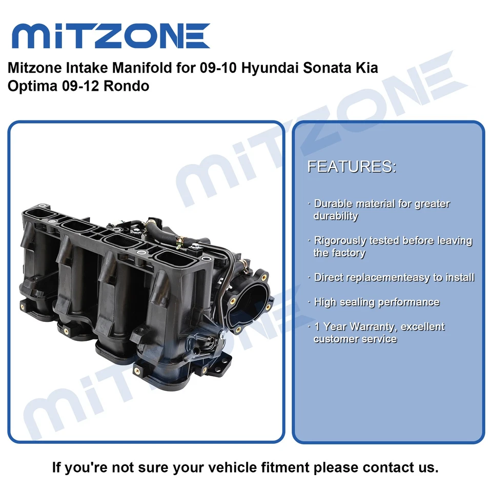 Colector de admisión Mitzone para 09-10 Hyundai Sonata Kia Optima 09-12 Rondo Foto 2 de 4