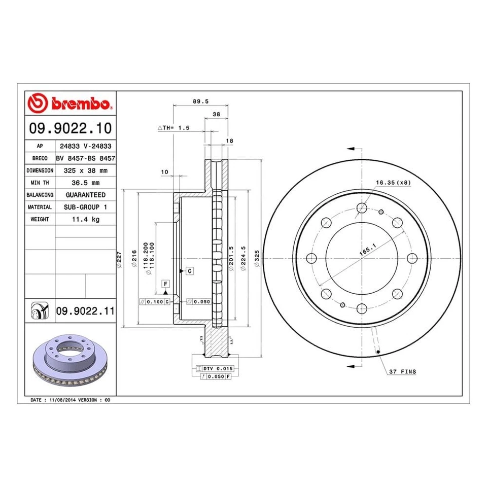 For Chevy Silverado 1500 HD Classic 07 Brake Rotor UV Coated Series Plain Vented - Image 2 of 4