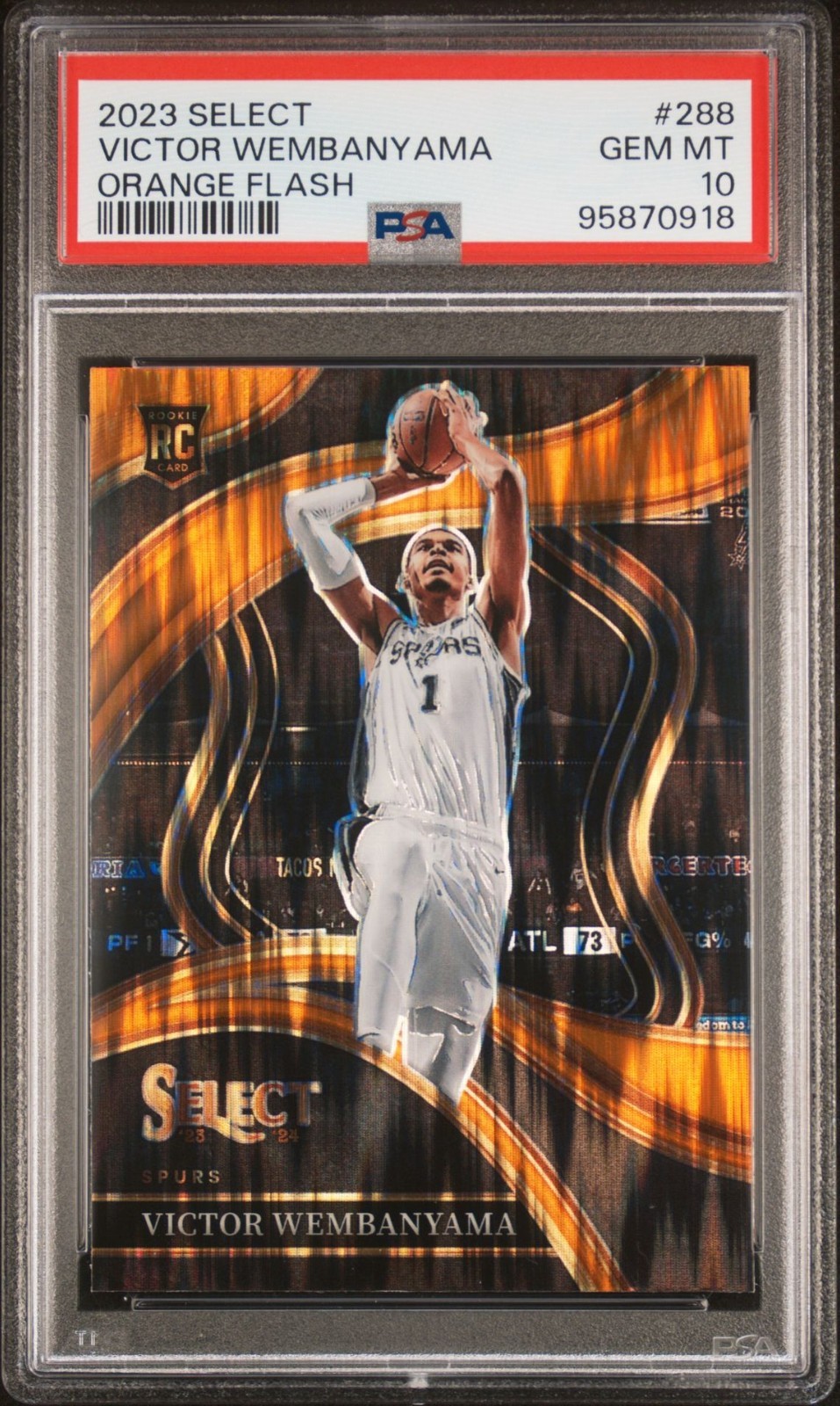 2023-24 Select Courtside Victor Wembanyama Orange Flash #288 PSA 10 RC ROOKIE
