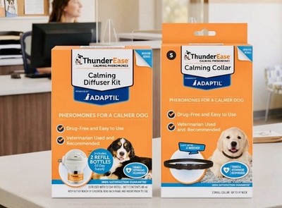 THUNDEREASE PHEROMONES FOR CALMER DOG CALMING COLLAR & CALMING DIFFUSER KIT~NEW