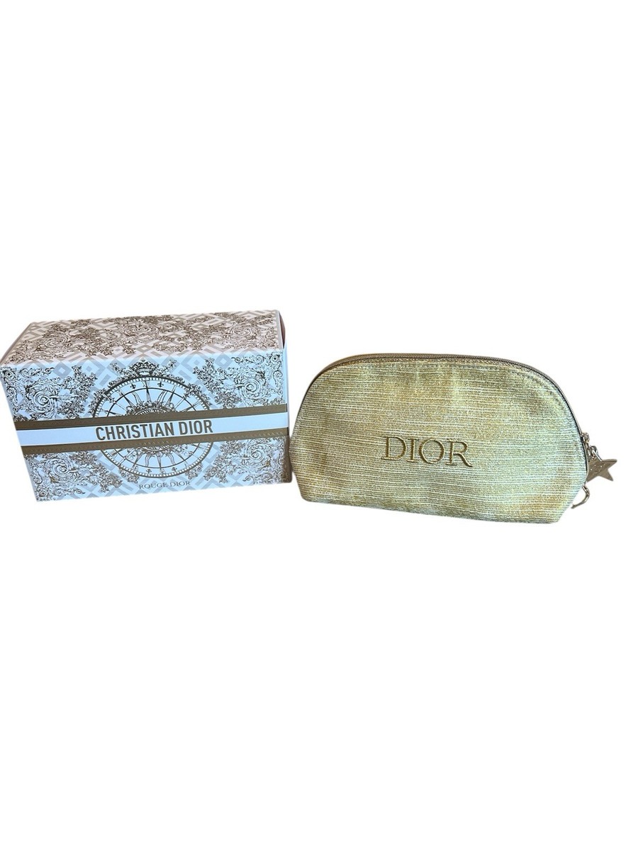 DIOR Beauty Gold Shimmer VIP/GWP Makeup Pouch Bag Christian Dior
