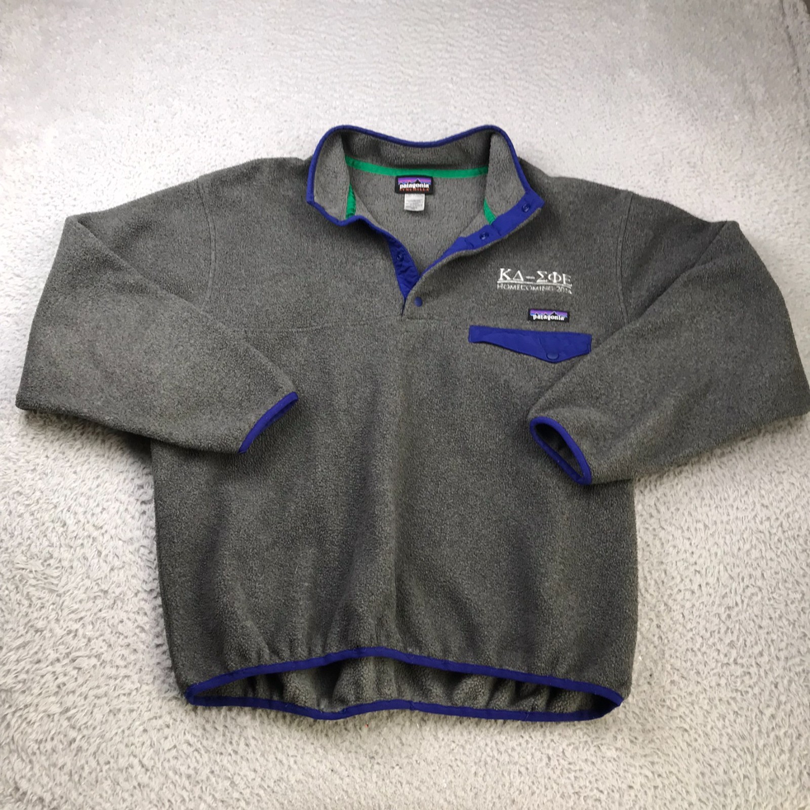 Patagonia Synchilla Snap-T Fleece Pullover Mens M Gray/Blue Sweater *Embroidery*