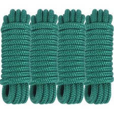 Dock Lines 20' x 3/8" Double Braided Marine x 4 Pk , Forest Green