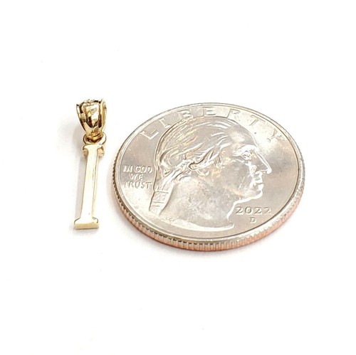14KT Yellow Gold Solid Tiny Roman number 1 Pendant charm gift Fine Jewelry 0.6g - Picture 3 of 12