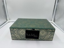 Nicole Miller Decorative Green Gold Jewelry Box Velvet Interior 5.5inx8