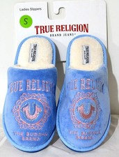 TRUE RELIGION BABY BLUE PINK WOMENS LADIES SLIPPERS SMALL 5-6