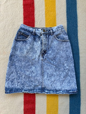 Vintage 80s Georges Marciano Guess Women's Denim acid wash jean Skirt 26x20