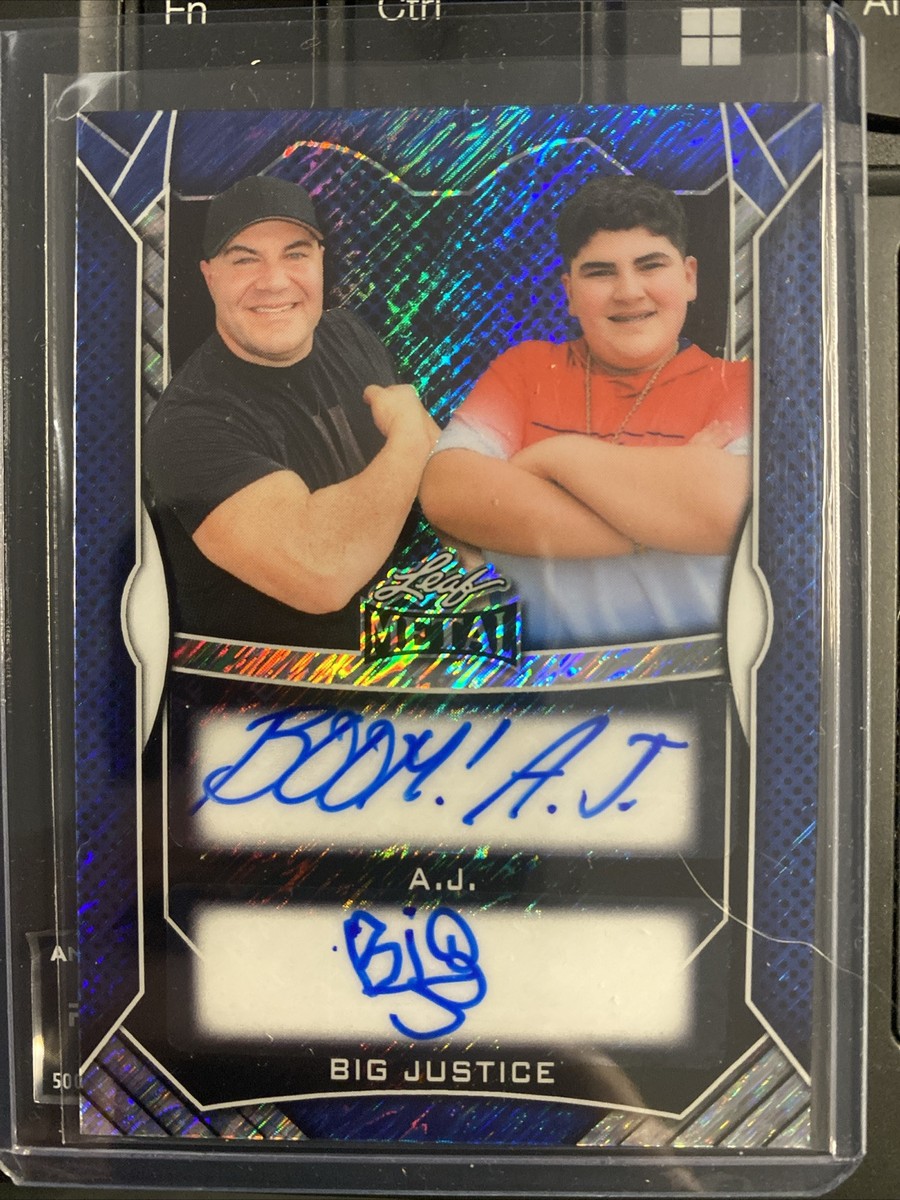 2025 LEAF METAL AJ AND BIG JUSTICE DUAL AUTO BLUE /25 SSP BOOM