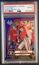 KJ Bolden 2024 Bowman University Chrome #115 Purple Refractor /399 PSA 10