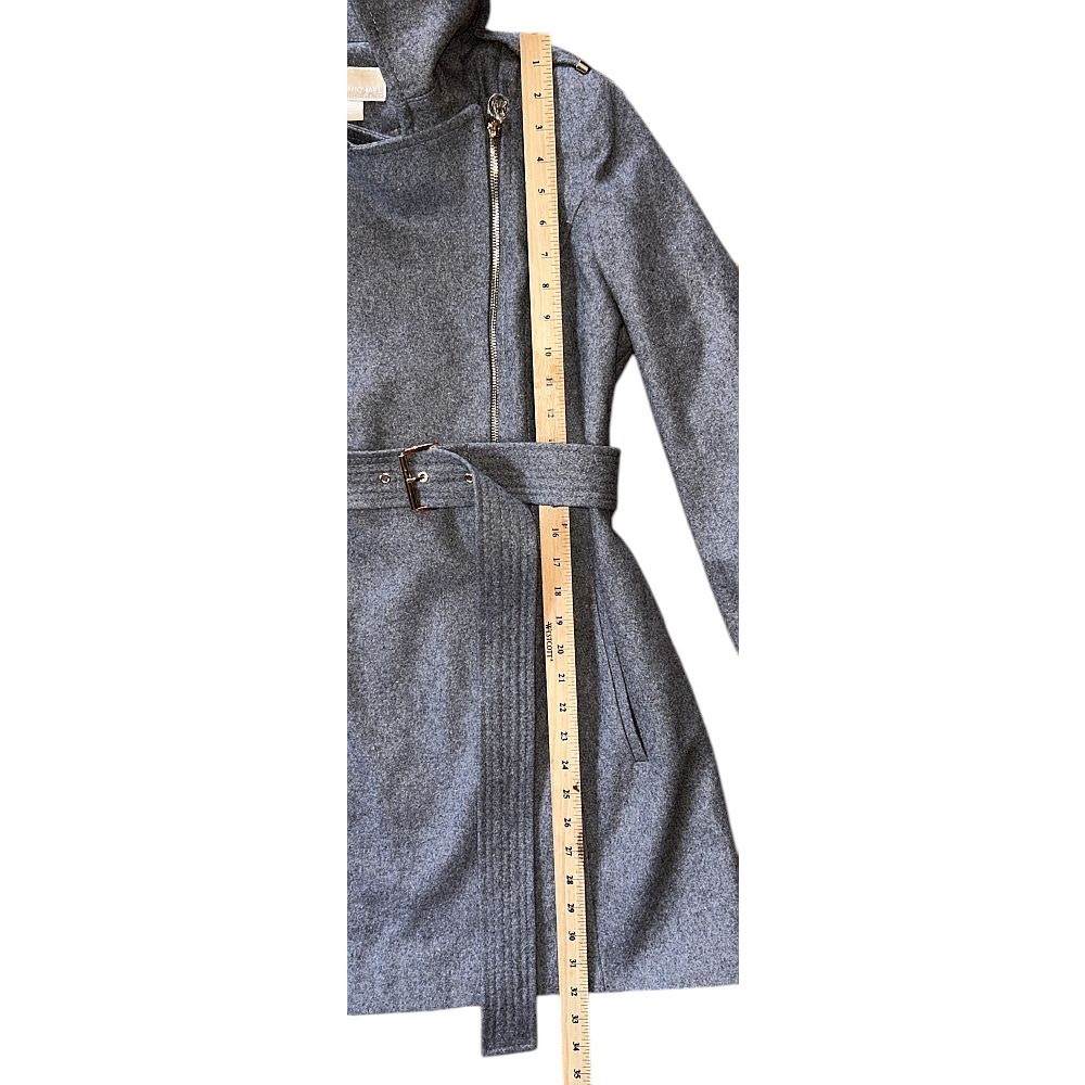 NWOT Michael Kors Asymmetrical Wool Blend Gray Trench Coat 10 thumbnail 2