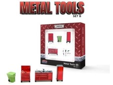 Metal Tools – Set B 3 Schränke, 1 Mülltonne + Werkzeug  -  - American Diorama 1: