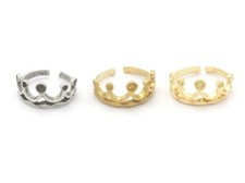 Crown Adjustable Ring Bezel Raw brass,Antique...