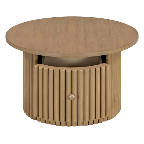 Vintage Oval Coffee Table French Country Accent Table w/ Drawer & Storage Shelf - Picture 103 of 120
