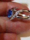 EARTH MINED HEATED BLUE TOPAZ 2.30 CT. WHITE SAPP. ACC. 925 SILVER RING SIZE 8 — photo 6