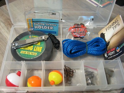 Laker by Eagle Claw Large Catfish Kit Hooks Sinkers Floats Line Stringer In Case