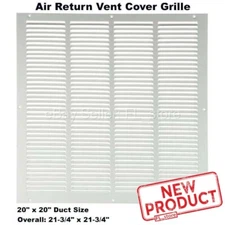 Air Return Grille 20" x 20" DUCT SIZE White Wall Ceiling Vent Cover AC Heat NEW