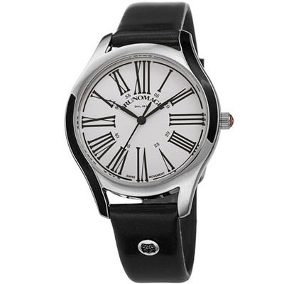 Bruno Magli Alessia 1381 Black Leather Strap White Dial  display picture 3