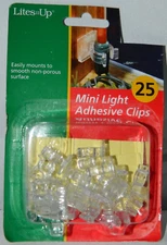 Lites Up 25 Piece Clear Mini Light Adhesive Clips Christmas Holiday Clips