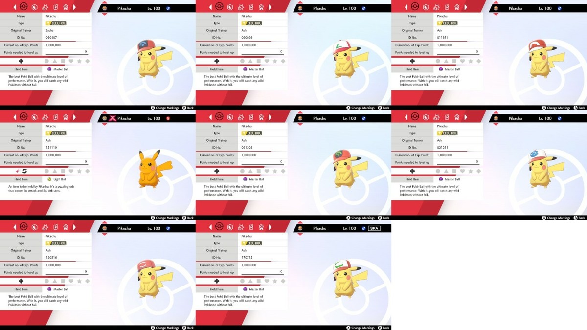 Pokemon Sword/Shield 6IV ALL PIKACHU Hat Forms (Hoenn/Sinnoh