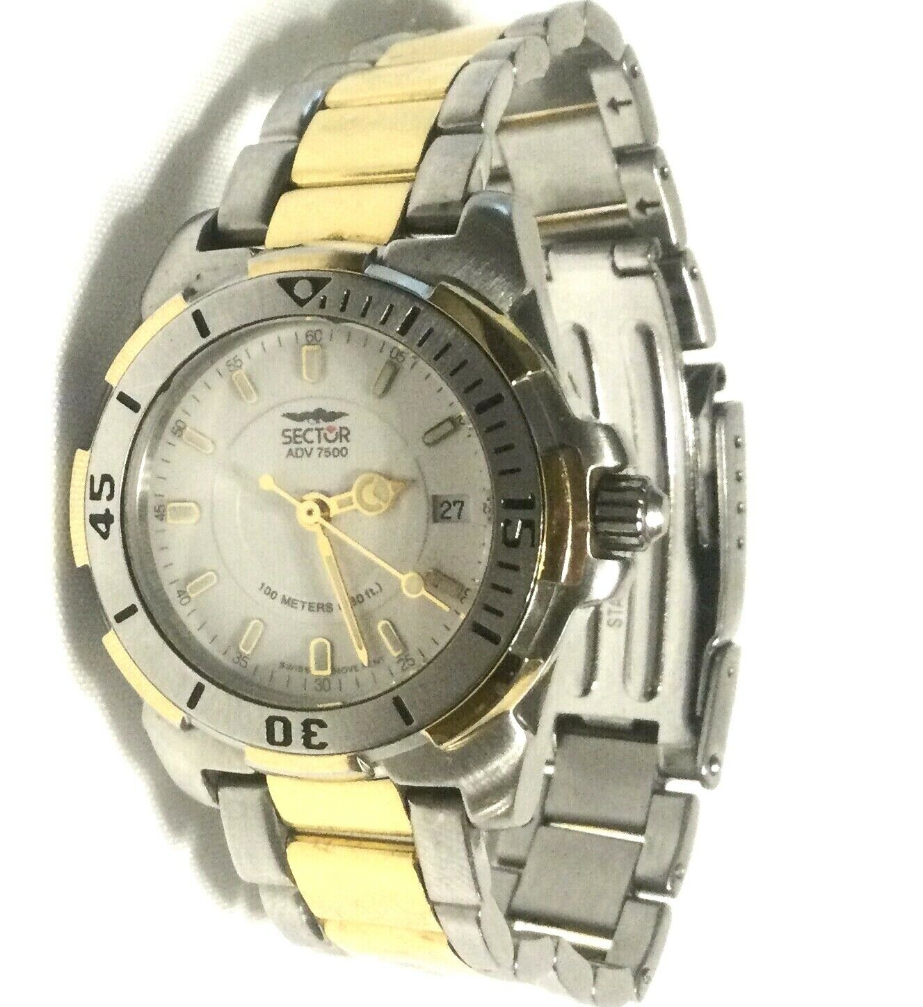 RARE SECTOR NO LIMITS LADIES DIVE WATCH Swiss White Dial Stainless Gold ADV7500 