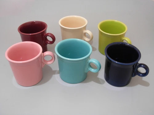Fiestaware Coffee Mugs Ring Handle Homer Laughlin HLC Set Of 6 Cups
